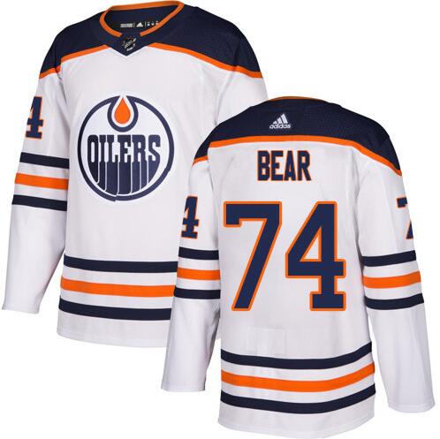 Oilers 74 Ethan Bear White Adidas Jersey