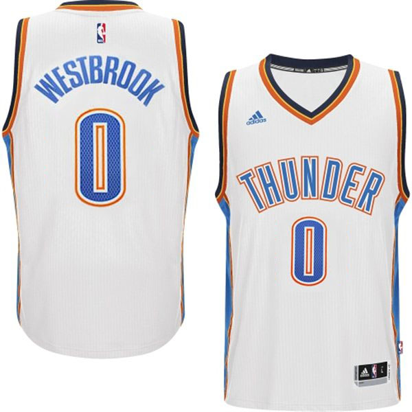 Oklahoma City Thunder 0 Russell Westbrook 2014 15 New Swingman Home White Jersey