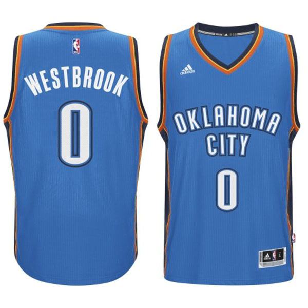 Oklahoma City Thunder 0 Russell Westbrook 2014 15 New Swingman Road Blue Jersey