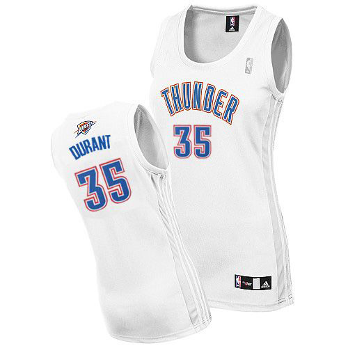 Oklahoma City Thunder 35 Kevin Durant Women White Jersey