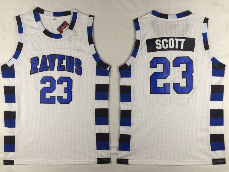 One Tree Hill Nathan Scott 23 Ravens White Basketball Jersey