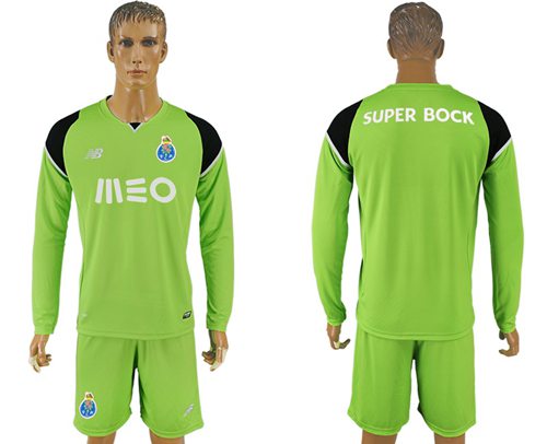 Oporto Blank Green Goalkeeper Long Sleeves Soccer Club Jersey