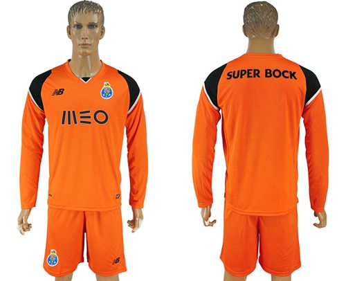 Oporto Blank Orange Goalkeeper Long Sleeves Soccer Club Jersey