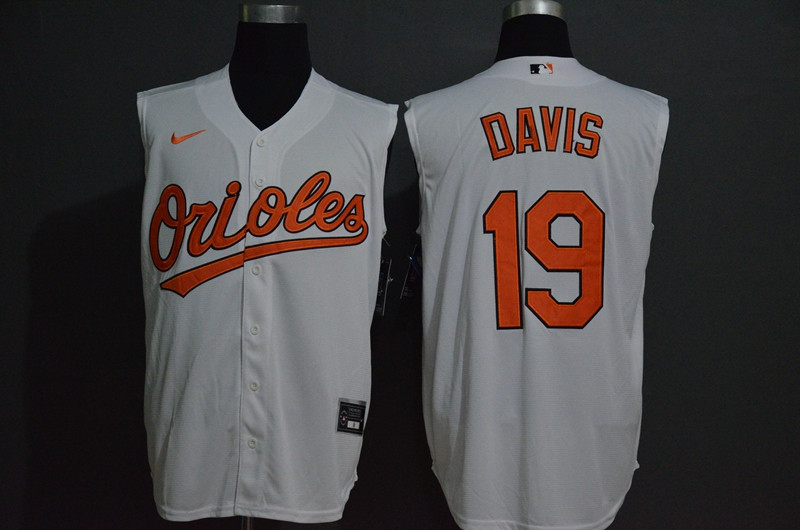 Orioles 19 Chris Davis White Nike Cool Base Sleeveless Jersey