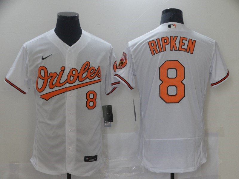 Orioles 8 Cal Ripken Jr White Nike Flexbase Jersey