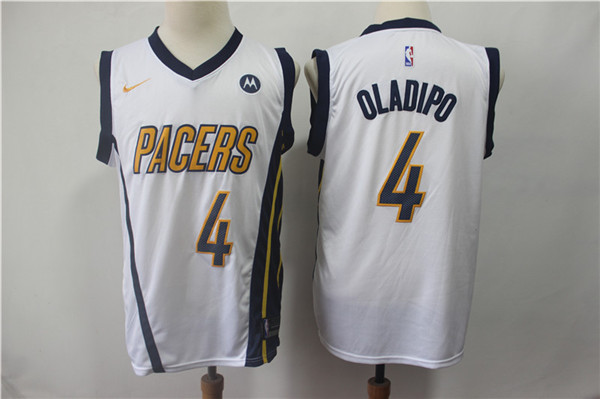 Pacers 4 Victor Oladipo White 2018 19 Earned Edition  Swingman Jersey