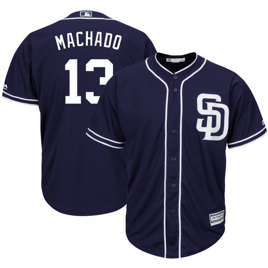 Padres 13 Manny Machado Navy Cool Base Jersey