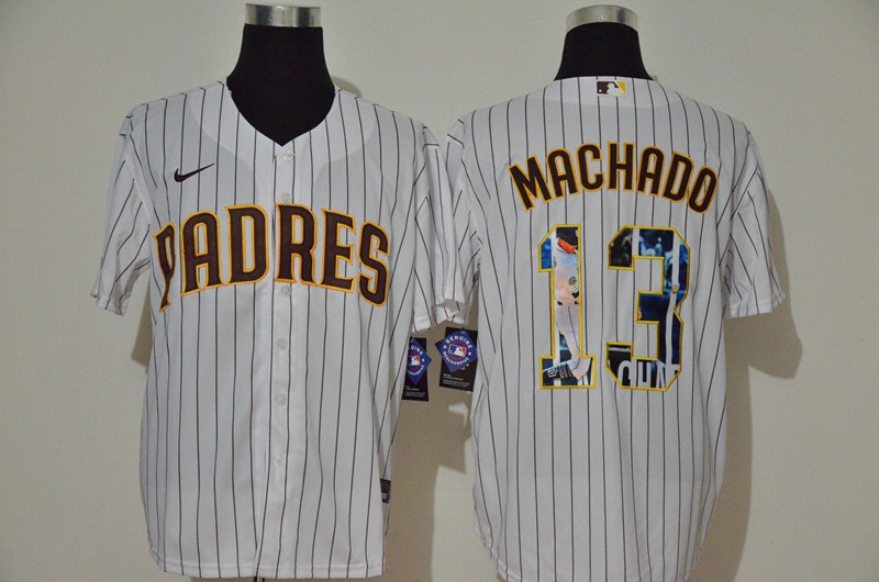 Padres 13 Manny Machado White Nike Cool Base Player Jersey