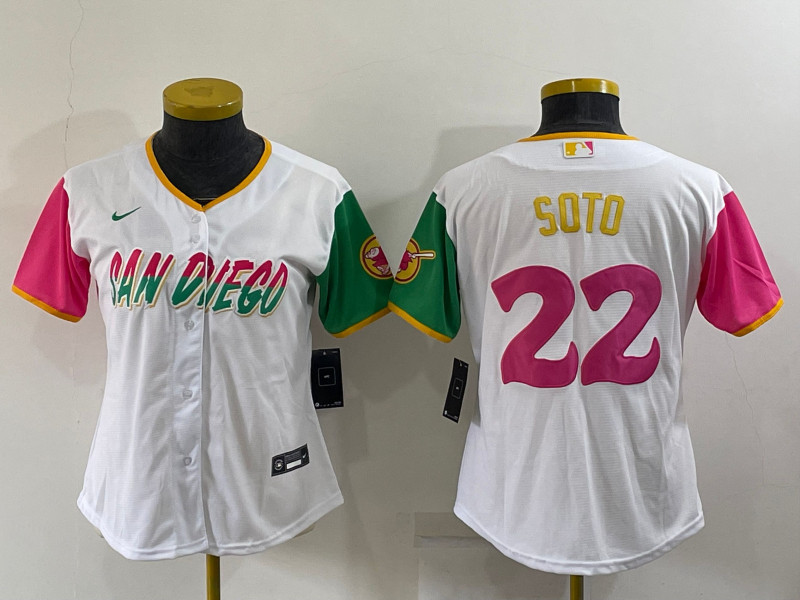 Padres 22 Juan Soto White Women Nike 2022 City Connect Cool Base Jersey