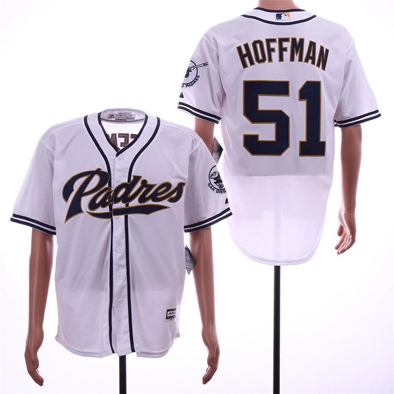 Padres 51 Trevor Hoffman White Cool Base Jersey