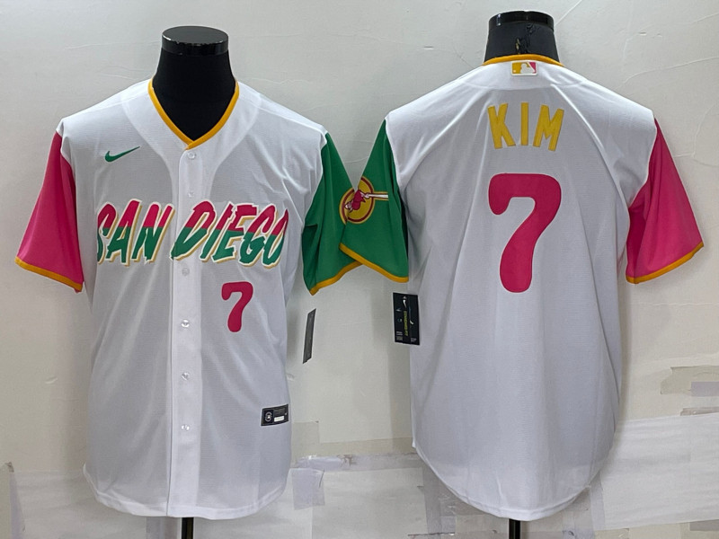 Padres 7 Ha Seong Kim White Nike 2022 City Connect Cool Base Jersey