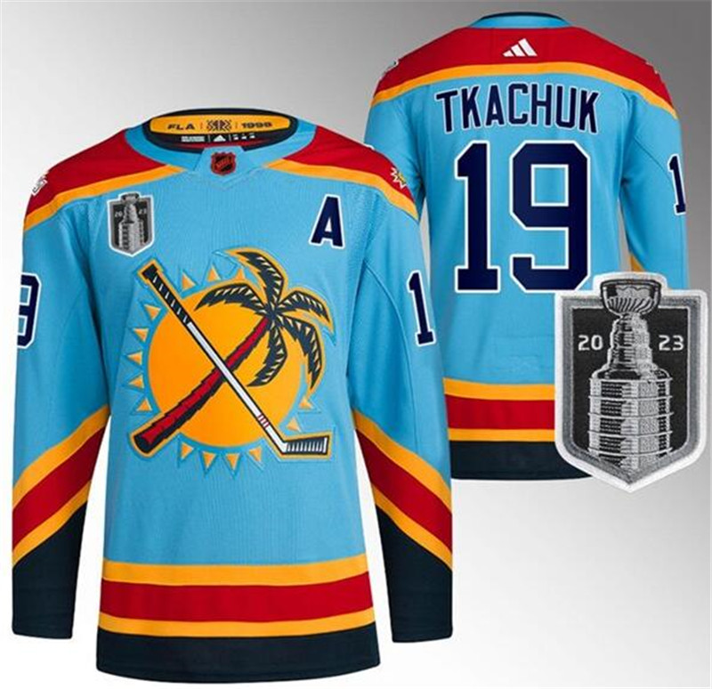 Panthers 19 Matthew Tkachuk Blue 2023 Stanley Cup Final Reverse Retro Adidas Jersey