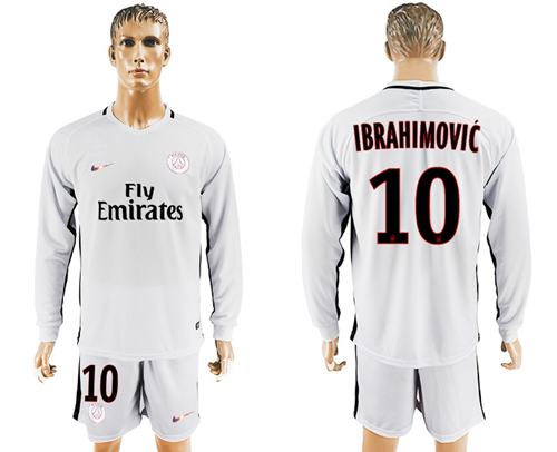 Paris Saint Germain 10 Ibrahimovic Sec Away Long Sleeves Soccer Club Jersey
