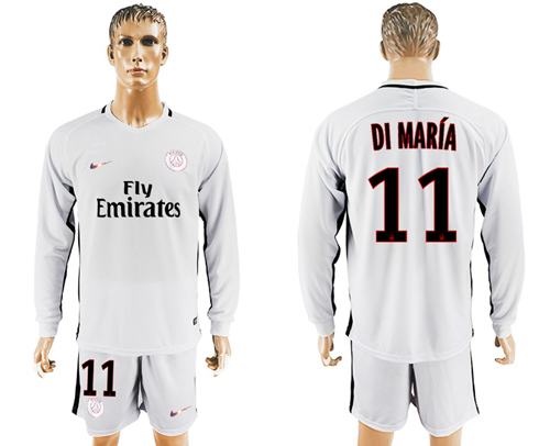 Paris Saint Germain 11 Di Maria Sec Away Long Sleeves Soccer Club Jersey