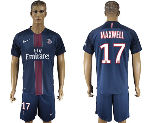 Paris Saint Germain 17 Maxwell Home Soccer Club Jersey
