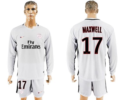 Paris Saint Germain 17 Maxwell Sec Away Long Sleeves Soccer Club Jersey