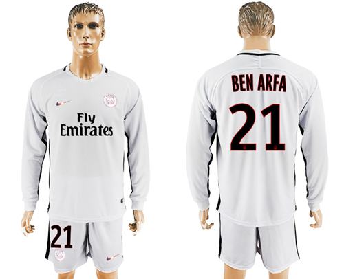 Paris Saint Germain 21 Ben Arfa Sec Away Long Sleeves Soccer Club Jersey