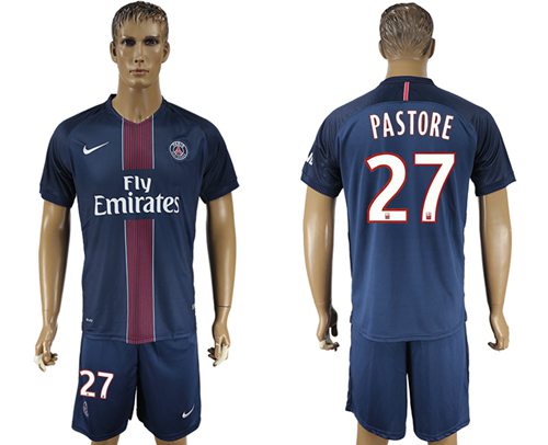 Paris Saint Germain 27 Pastore Home Soccer Club Jersey