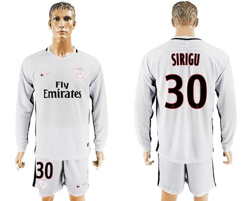 Paris Saint Germain 30 Sirigu Sec Away Long Sleeves Soccer Club Jersey