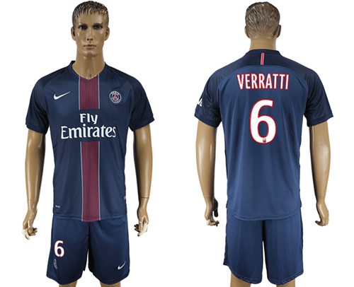 Paris Saint Germain 6 Verratti Home Soccer Club Jersey