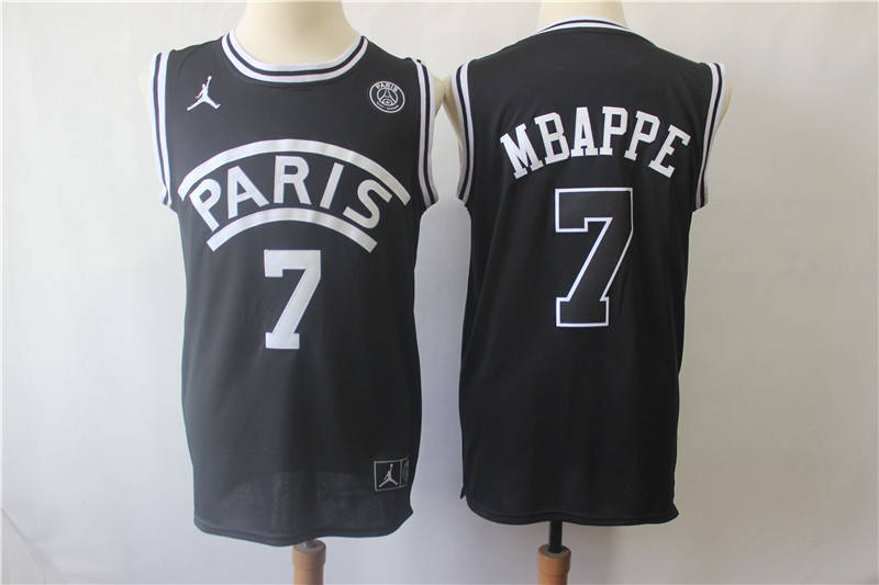 Paris Saint Germain 7 Mbappe Black Jordan Fashion Jersey