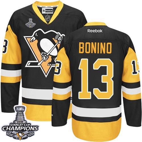 Penguins 13 Nick Bonino Black Alternate 2016 Stanley Cup Champions Stitched NHL Jersey
