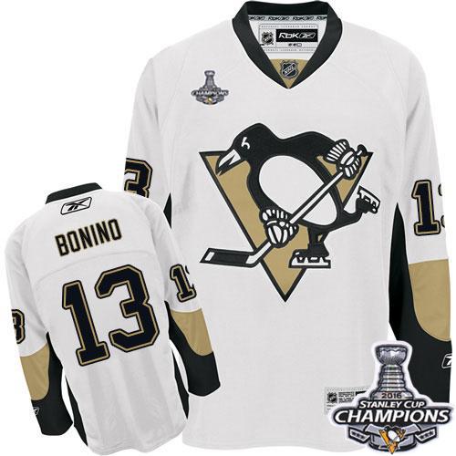 Penguins 13 Nick Bonino White 2016 Stanley Cup Champions Stitched NHL Jersey