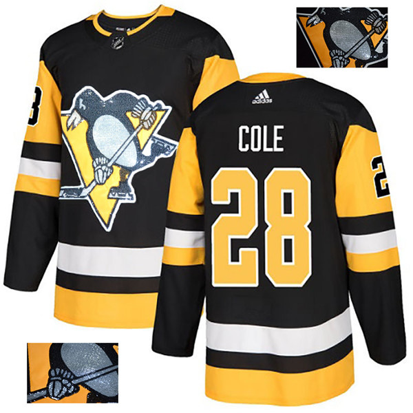 Penguins 28 Ian Cole Black Glittery Edition  Jersey