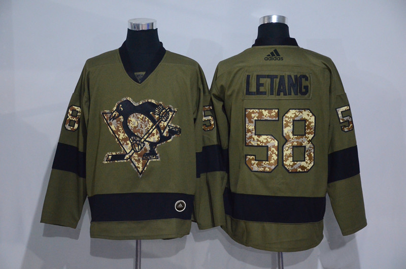 Penguins 58 Kris Letang Olive Adidas Jersey