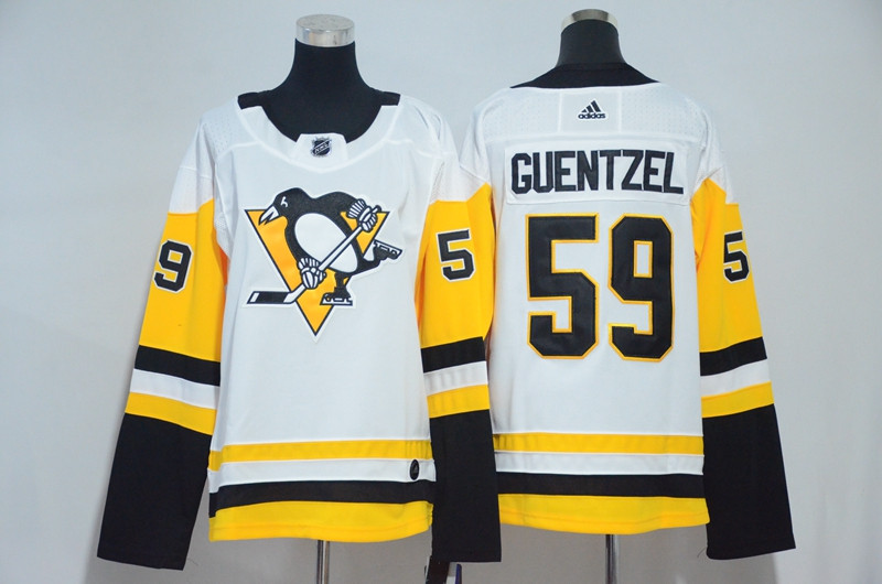 Penguins 59 Jake Guentzel White Women  Jersey