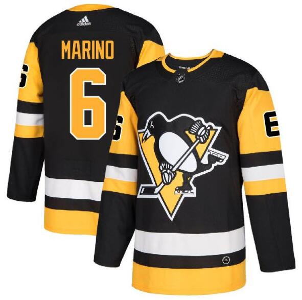Penguins 6 John Marino Black Adidas Jersey