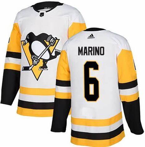 Penguins 6 John Marino White Adidas Jersey