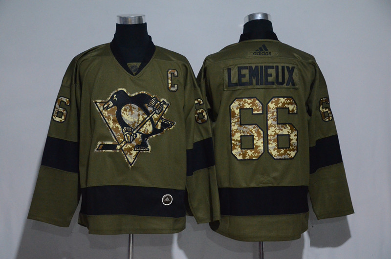 Penguins 66 Mario Lemieux Olive Adidas Jersey