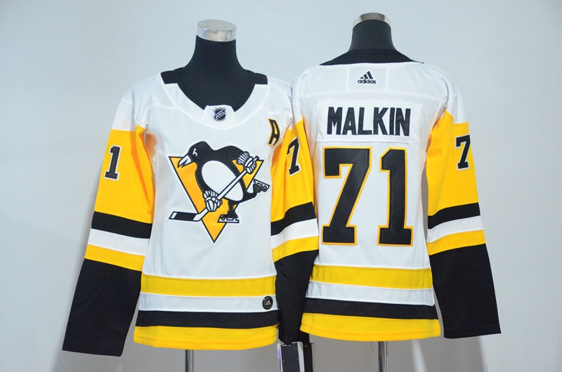 Penguins 71 Evgeni Malkin White Women  Jersey