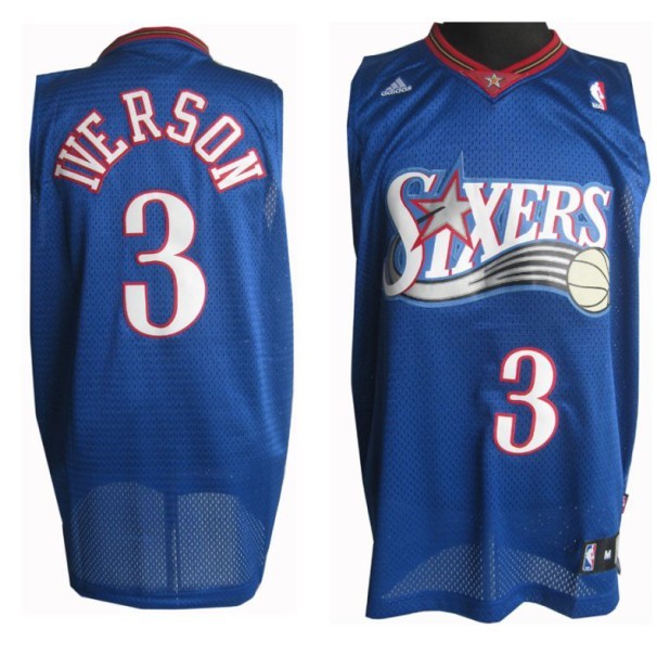 Philadelphia 76ers 3 Allen Iverson Soul Swingman Stitched Blue Jerseys