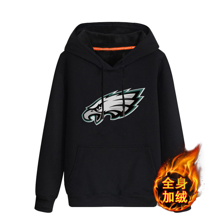 Philadelphia Eagles Black Men's Winter Thicken NFL Pullover Hoodie