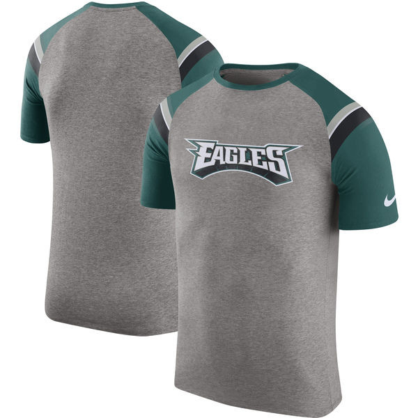 Philadelphia Eagles  Enzyme Shoulder Stripe Raglan T Shirt Heathered Gray