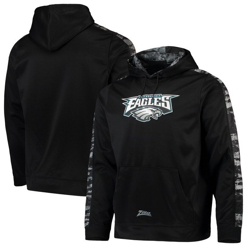 Philadelphia Eagles Zubaz Tonal Oxide Pullover Hoodie Black