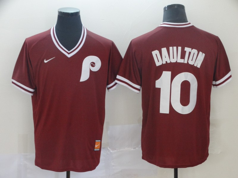 Phillies 10 Darren Daulton Red Throwback Jersey