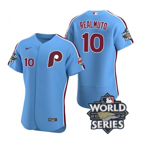 Phillies 10 J.T. Realmuto Blue Nike 2022 World Series Flexbase Jersey