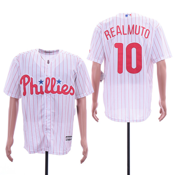 Phillies 10 J.T. Realmuto White Cool Base Jersey