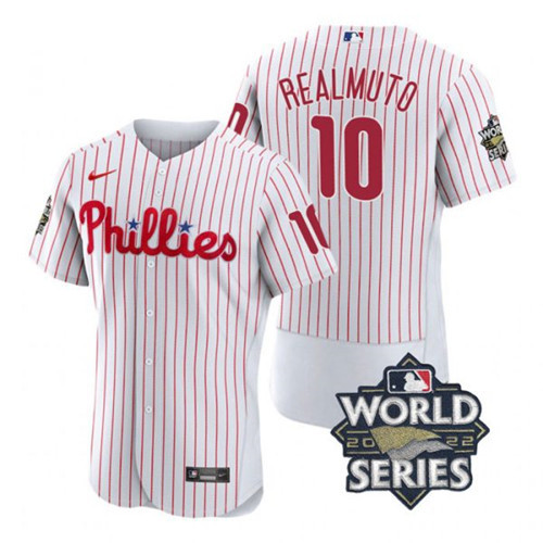 Phillies 10 J.T. Realmuto White Nike 2022 World Series Flexbase Jersey