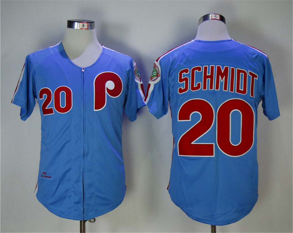 Phillies 20 Mike Schmidt Blue 1983 Throwback Jersey