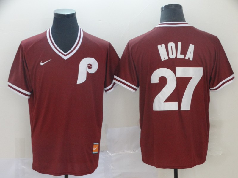 Phillies 27 Aaron Nola Red Throwback Jersey