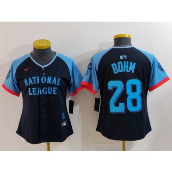 Phillies 28 Alec Bohm Black 2024 All Star Nike Cool Base Women Jersey