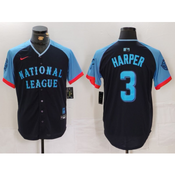 Phillies 3 Bryce Harper Black 2024 All Star Nike Cool Base Men Jersey