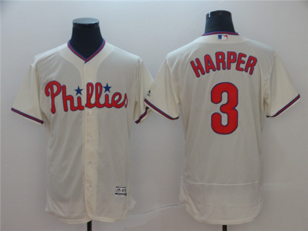 Phillies 3 Bryce Harper Cream Flexbase Jersey