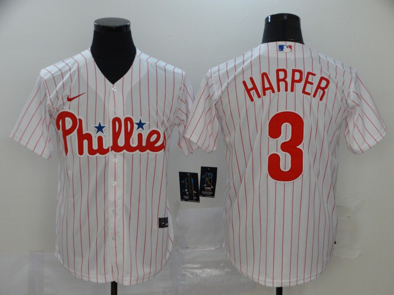 Phillies 3 Bryce Harper White 2020 Nike Cool Base Jersey