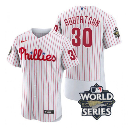 Phillies 30 David Robertson White Nike 2022 World Series Flexbase Jersey