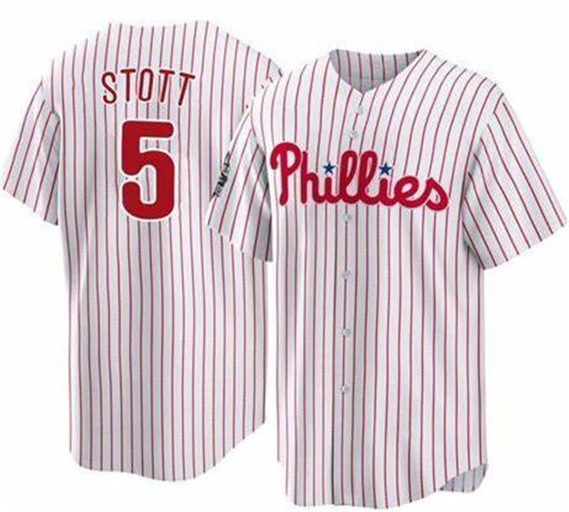 Phillies 5 Bryson Stott White Nike Cool Base Jersey